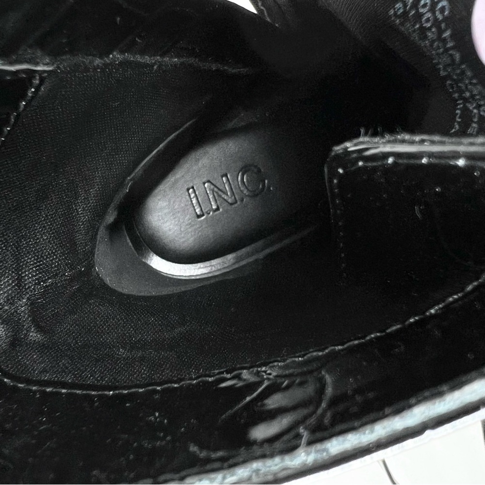 I.N.C. International Concepts Hariet Lace Up Booties Black Croc Patent Size 8.5M - Picture 4 of 14